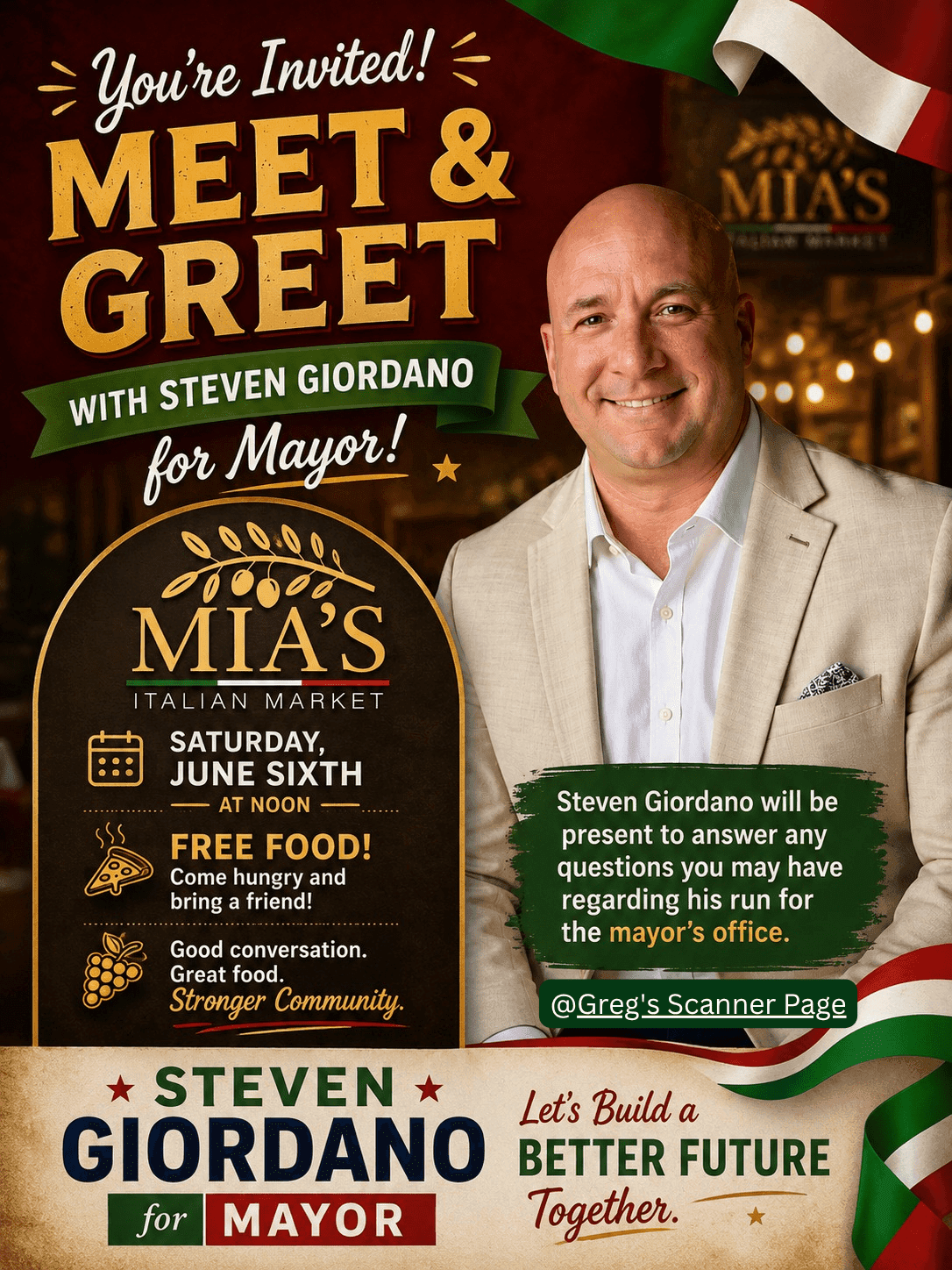 steven giordano meet and greet at Mia's italian market