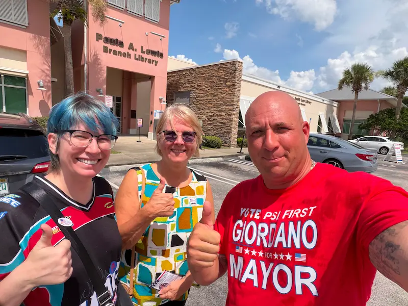 Supporters at community event
