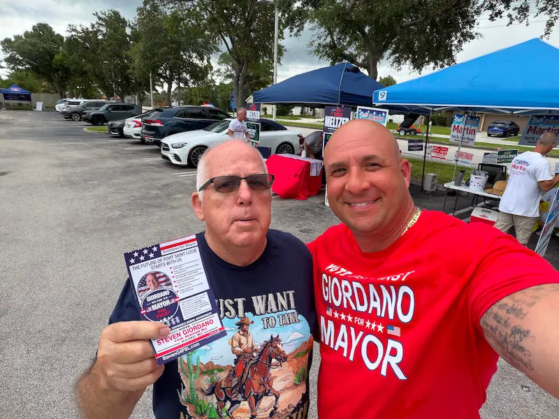 Supporters at community event