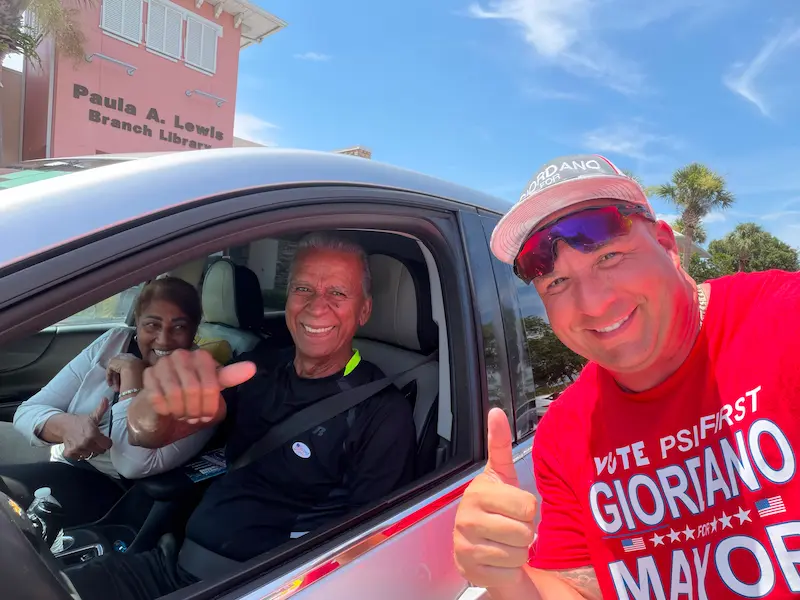 Supporters at community event