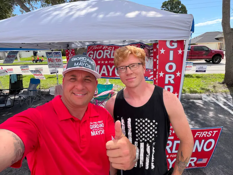 Supporters at community event