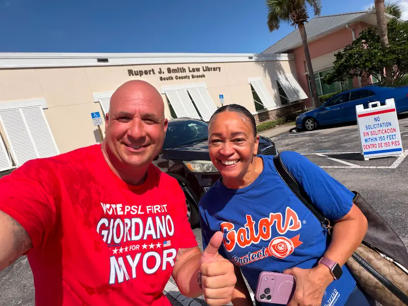 Supporters at community event