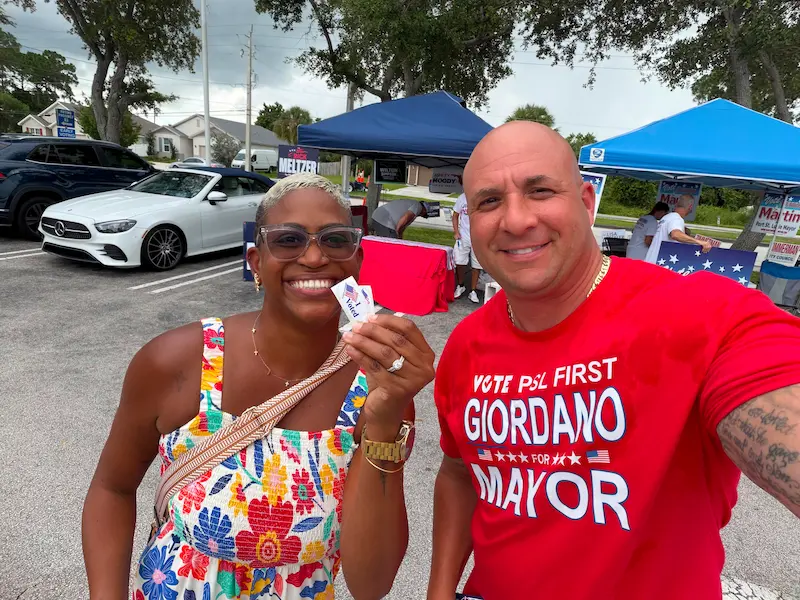 Supporters at community event